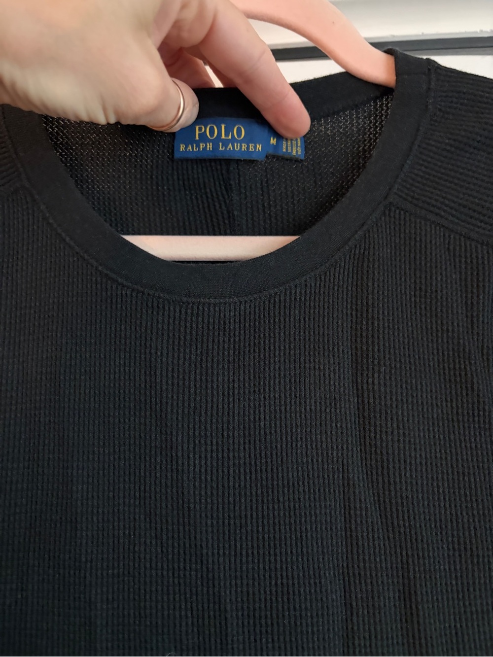 POLO RALPH LAUREN Waffle-Knit Midi Maxi Dress in Black 3/4 sleeves - Picture 7 of 12
